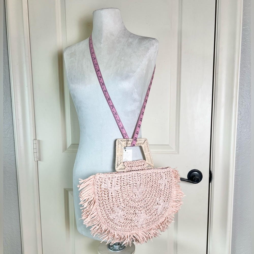 NWT Pink Woven Straw Purse w/ Rattan Handle by A NEW DAY - Picture 9 of 9